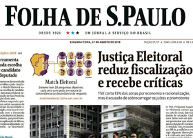 Capa da edição desta segunda-feira (27/8) da Folha de S. Paulo